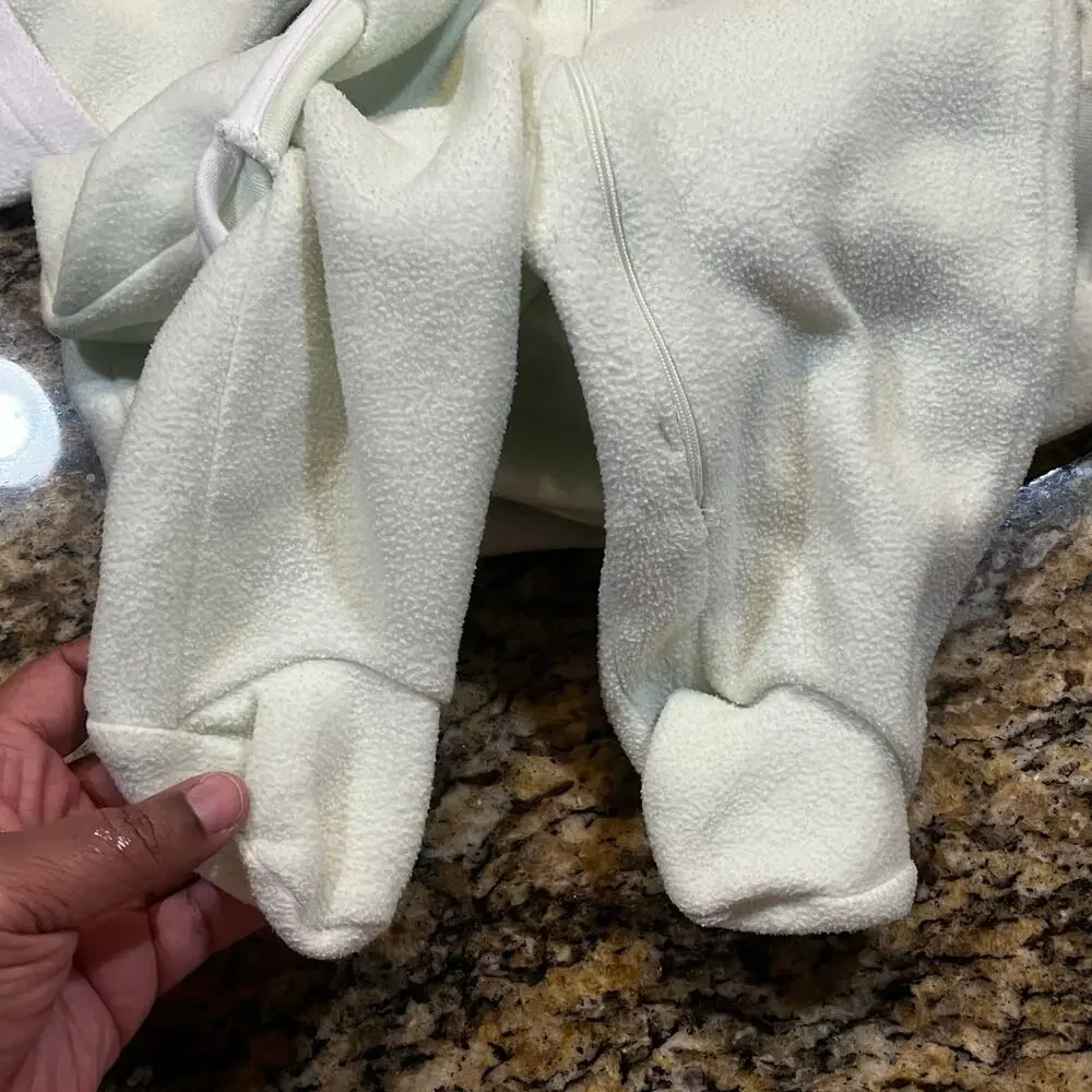 Vintage‎ Infant Kangaroo Snowsuit Unisex 0-6M Hooded Fleece Bunting Sack Hooded